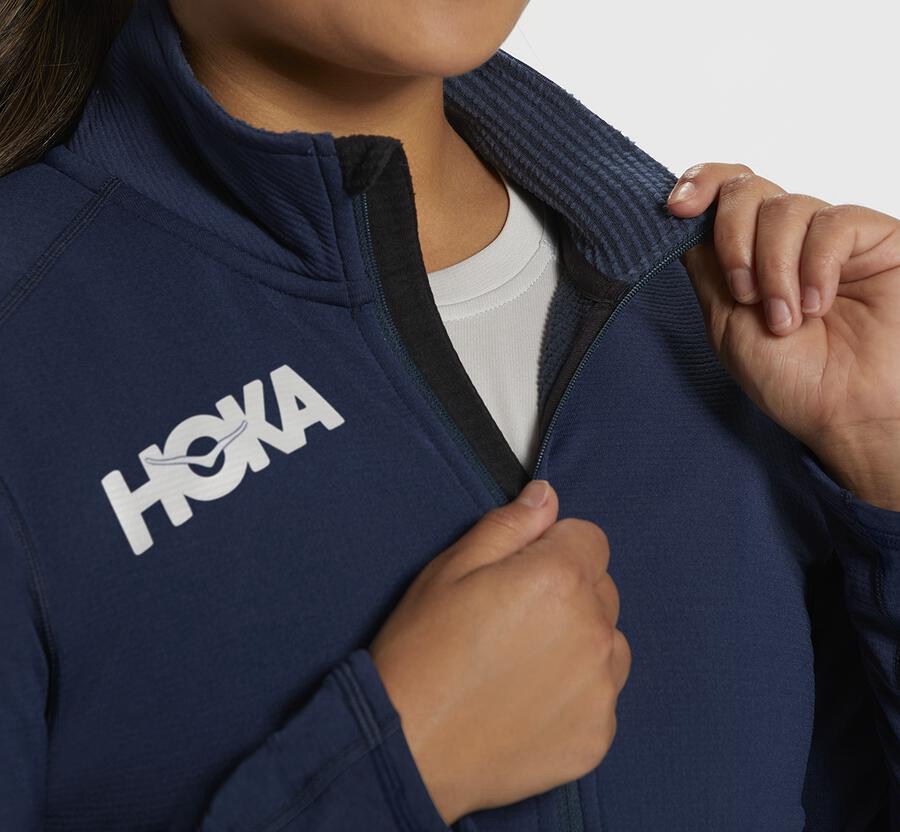 Hoka One One Tops Womens Navy - 1/2 Zip Midlayer - 79605XVOB